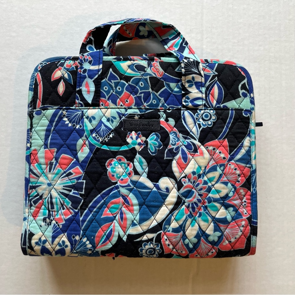 Vera Bradley Hanging Organizer Blue Black Pink Paisley Cosmetic Travel Bag Quilt